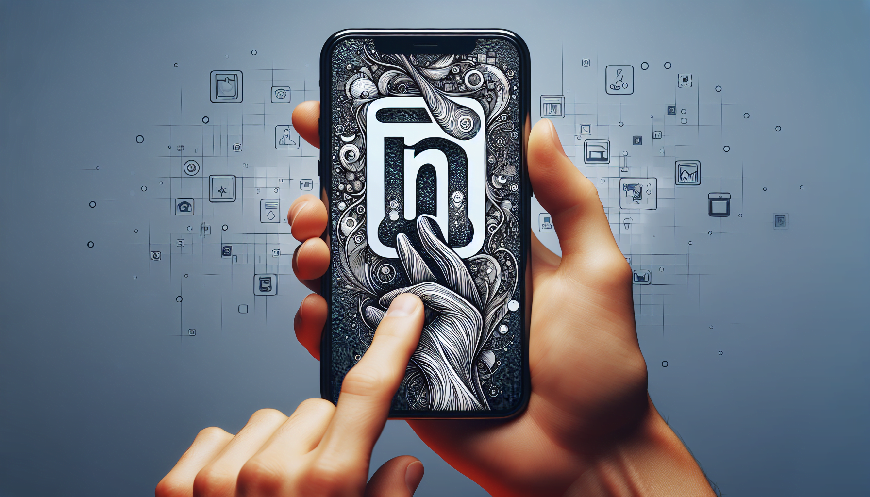 Illustration of a smartphone with the Imginn logo on the screen