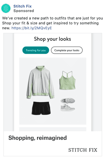 Screenshot of a retargeting ad on Facebook.