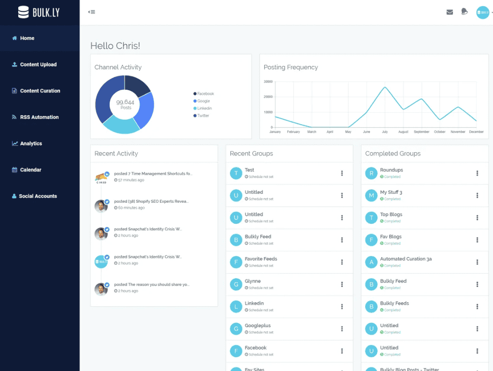 Screenshot of Bulk.ly dashboard.