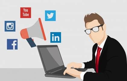 social, media, social media, social media marketing, social networking, business, man, marketeer, communication, internet, technology, web, marketing, ideas, office, laptop, megaphone, share, job, white collar worker, businessperson, employment, electronic device, illustration, learning, recruiter, computer, conversation, management, gesture