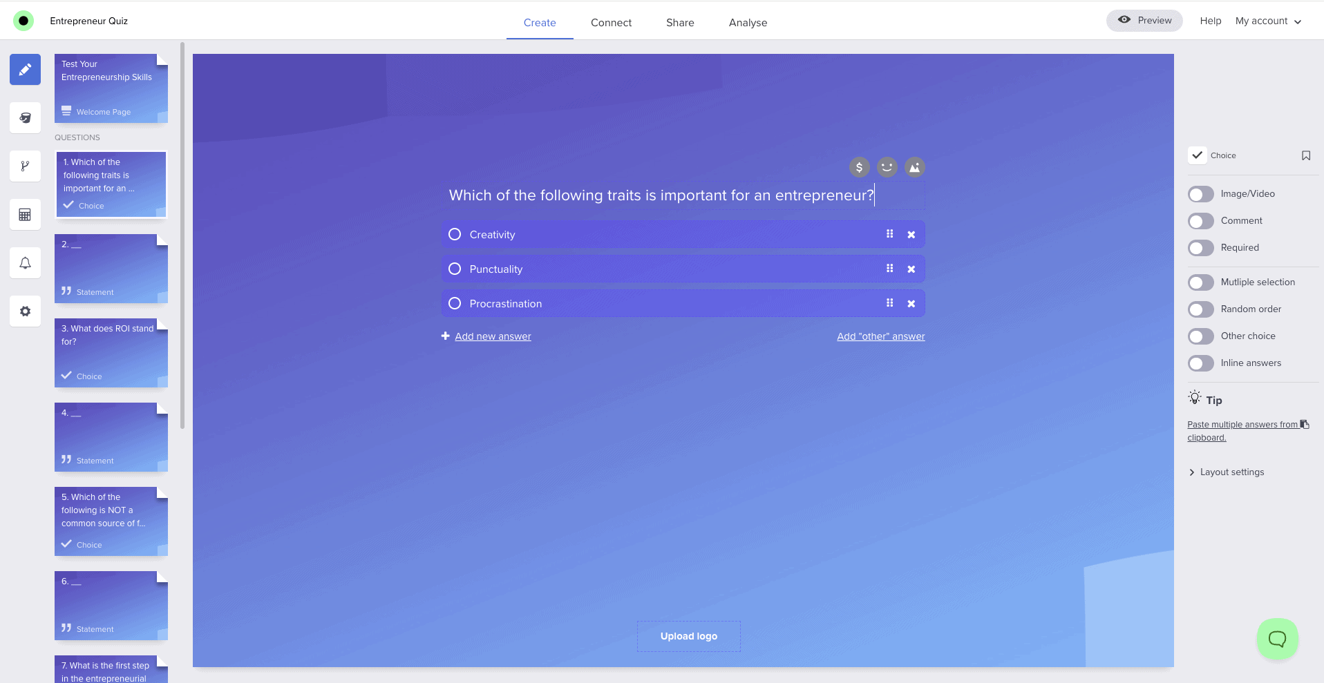 Responsly builder interface