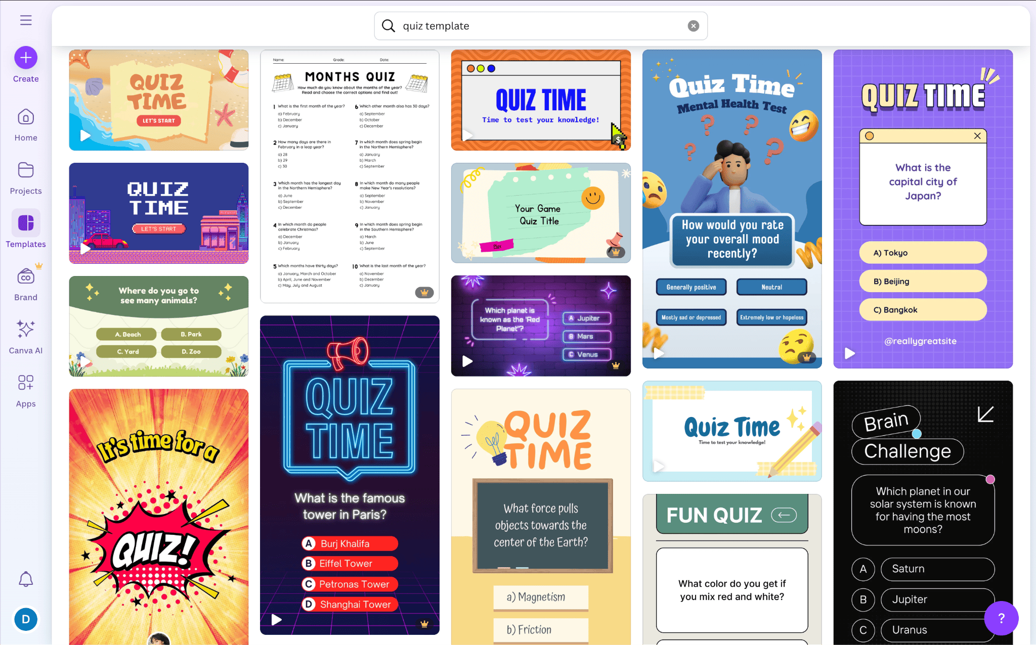 Canva quiz templates