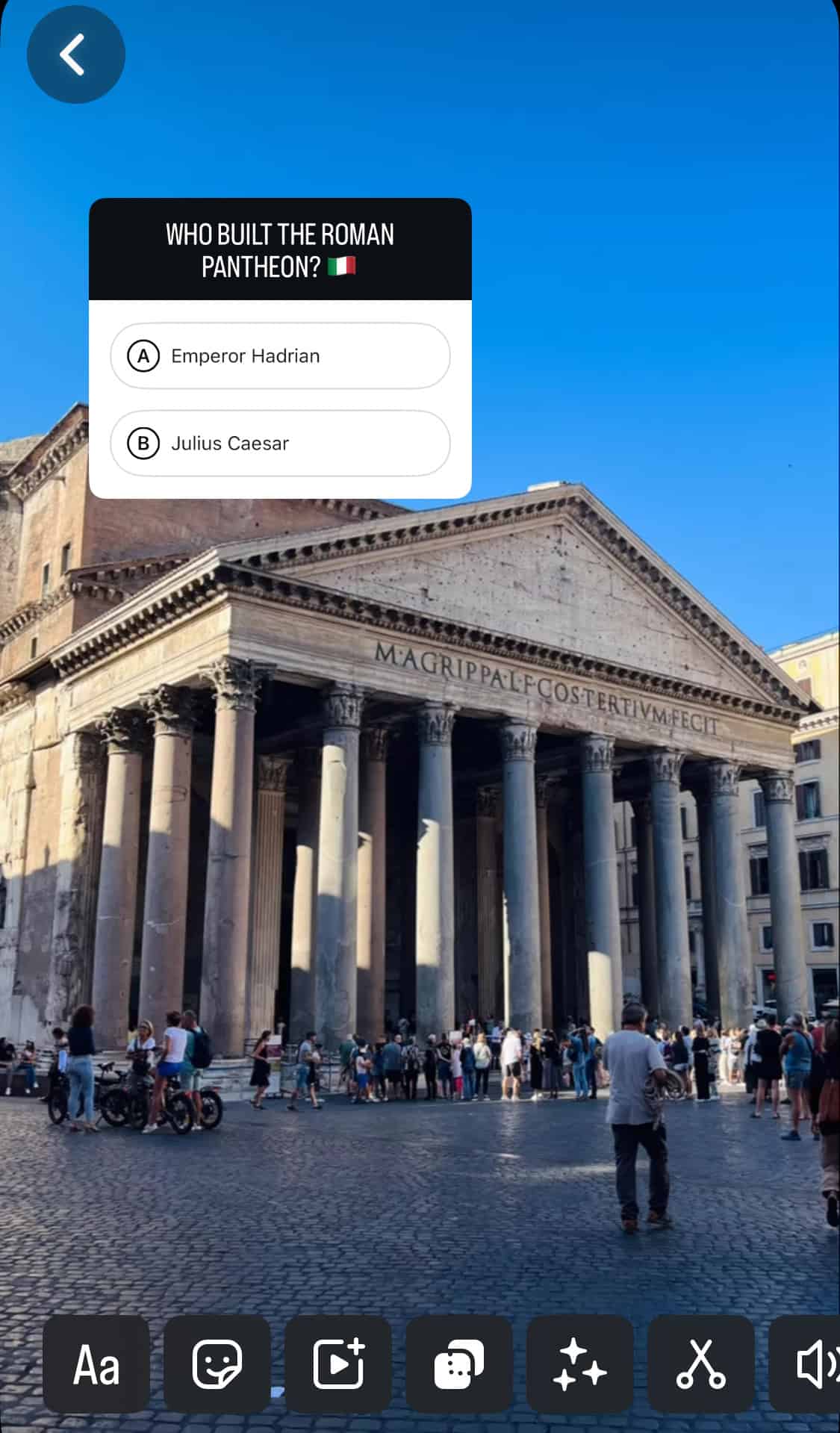 Instagram quiz sticker in Reels