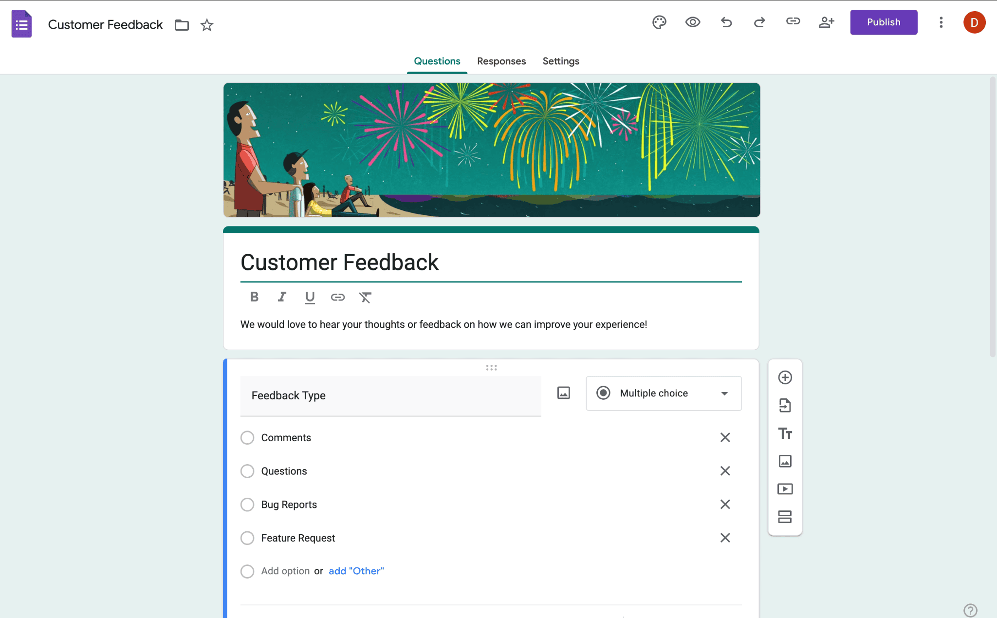 Google Forms for customer feedback