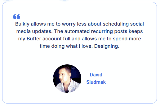 A customer testimonial from Bulk.ly website