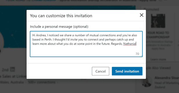 Connection request that bots on LinkedIn will automatically fill in
