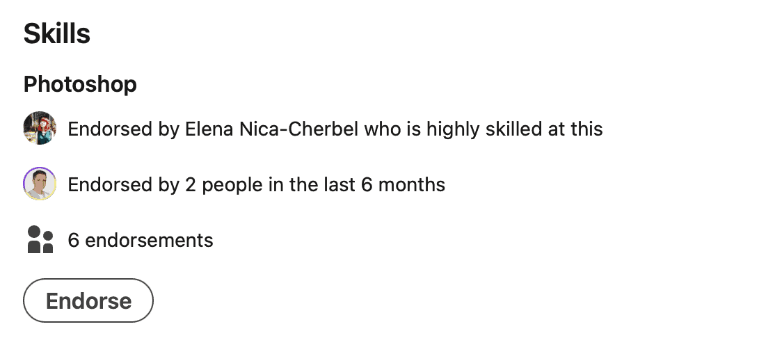 Endorsement feature that the LinkedIn software bot automates