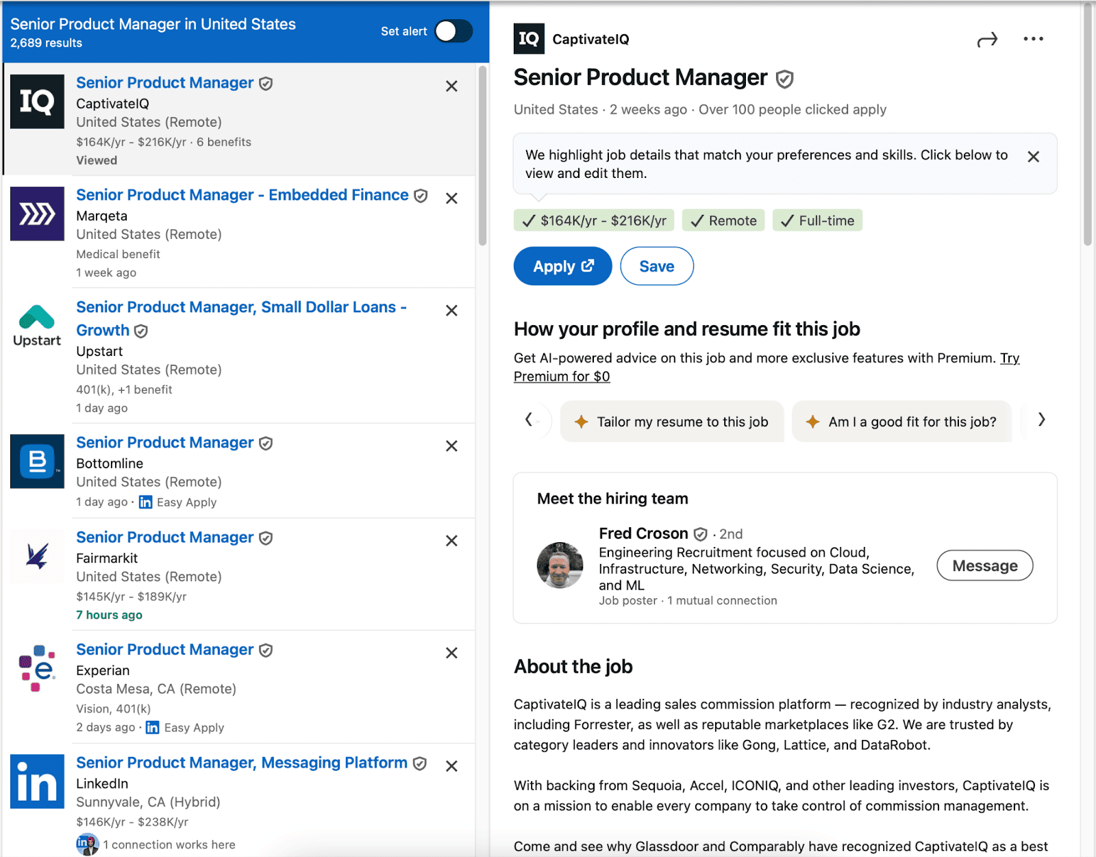 List of job postings that the LinkedIn job application bot can automate