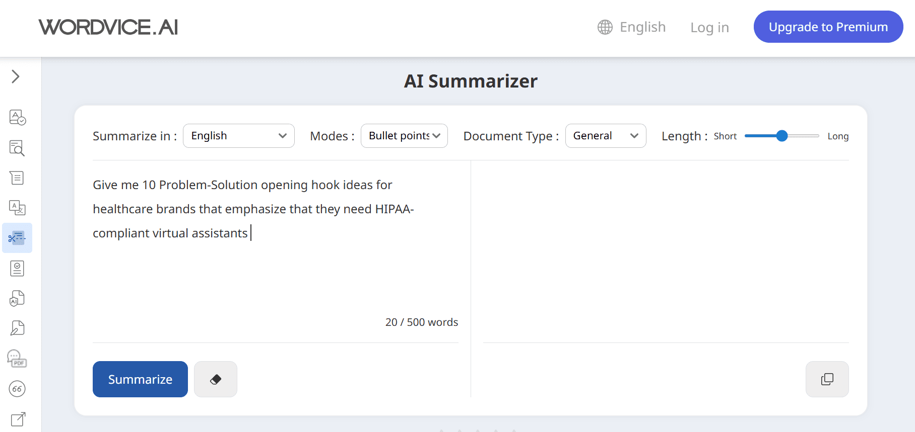 AI writer assistant screenshot to demonstrate writing hooks with AI support.