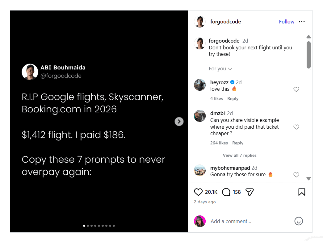 Shareable content example on Instagram.